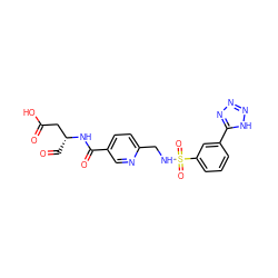 O=C[C@H](CC(=O)O)NC(=O)c1ccc(CNS(=O)(=O)c2cccc(-c3nnn[nH]3)c2)nc1 ZINC000013491980