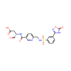 O=C[C@H](CC(=O)O)NC(=O)c1ccc(CNS(=O)(=O)c2cccc(-c3noc(=O)[nH]3)c2)nc1 ZINC000013491981