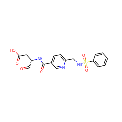 O=C[C@H](CC(=O)O)NC(=O)c1ccc(CNS(=O)(=O)c2ccccc2)nc1 ZINC000013491972