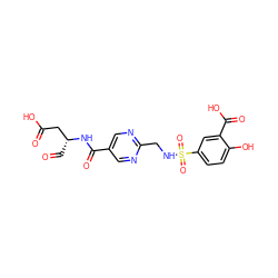 O=C[C@H](CC(=O)O)NC(=O)c1cnc(CNS(=O)(=O)c2ccc(O)c(C(=O)O)c2)nc1 ZINC000013491983