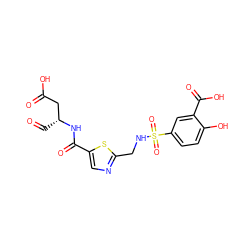 O=C[C@H](CC(=O)O)NC(=O)c1cnc(CNS(=O)(=O)c2ccc(O)c(C(=O)O)c2)s1 ZINC000013491985