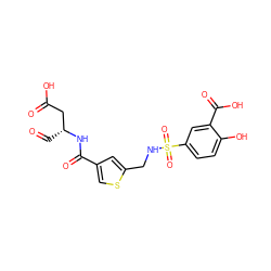 O=C[C@H](CC(=O)O)NC(=O)c1csc(CNS(=O)(=O)c2ccc(O)c(C(=O)O)c2)c1 ZINC000013491988