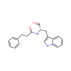 O=C[C@H](Cc1c[nH]c2ccccc12)NC(=O)CCc1ccccc1 ZINC000013781663