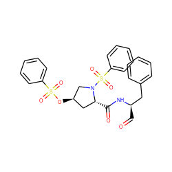 O=C[C@H](Cc1ccccc1)NC(=O)[C@@H]1C[C@@H](OS(=O)(=O)c2ccccc2)CN1S(=O)(=O)c1ccccc1 ZINC000026577336