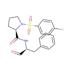 O=C[C@H](Cc1ccccc1)NC(=O)[C@H]1CCCN1S(=O)(=O)c1ccc(I)cc1 ZINC000034886854