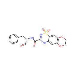 O=C[C@H](Cc1ccccc1)NC(=O)C1=NS(=O)(=O)c2cc3c(cc2N1)OCCO3 ZINC000013864490