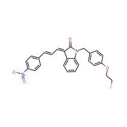 O=C1/C(=C/C=C/c2ccc([N+](=O)[O-])cc2)c2ccccc2N1Cc1ccc(OCCF)cc1 ZINC000474602171