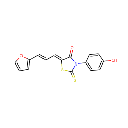 O=C1/C(=C/C=C/c2ccco2)SC(=S)N1c1ccc(O)cc1 ZINC000004387521