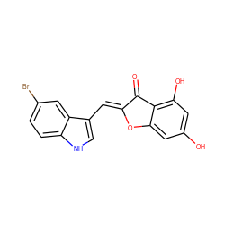 O=C1/C(=C/c2c[nH]c3ccc(Br)cc23)Oc2cc(O)cc(O)c21 ZINC000049070093