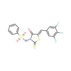 O=C1/C(=C/c2cc(F)c(F)c(F)c2)SC(=S)N1NS(=O)(=O)c1ccccc1 ZINC000013680712