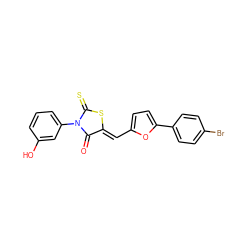 O=C1/C(=C/c2ccc(-c3ccc(Br)cc3)o2)SC(=S)N1c1cccc(O)c1 ZINC000001196132