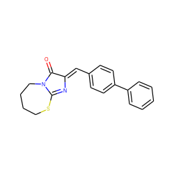 O=C1/C(=C/c2ccc(-c3ccccc3)cc2)N=C2SCCCCN12 ZINC000138353515