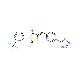 O=C1/C(=C/c2ccc(-c3nnn[nH]3)cc2)SC(=S)N1c1cccc(C(F)(F)F)c1 ZINC000040556535