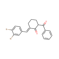 O=C1/C(=C/c2ccc(Br)c(Br)c2)CCCC1C(=O)c1ccccc1 ZINC000653865339