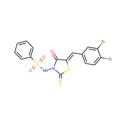 O=C1/C(=C/c2ccc(Br)c(Br)c2)SC(=S)N1NS(=O)(=O)c1ccccc1 ZINC000028569155