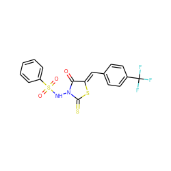 O=C1/C(=C/c2ccc(C(F)(F)F)cc2)SC(=S)N1NS(=O)(=O)c1ccccc1 ZINC000013680695