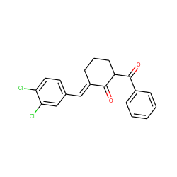 O=C1/C(=C/c2ccc(Cl)c(Cl)c2)CCCC1C(=O)c1ccccc1 ZINC000653869558