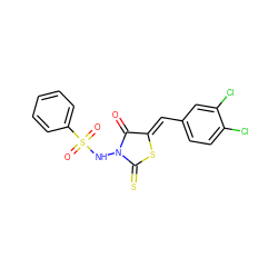 O=C1/C(=C/c2ccc(Cl)c(Cl)c2)SC(=S)N1NS(=O)(=O)c1ccccc1 ZINC000013680701