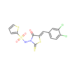 O=C1/C(=C/c2ccc(Cl)c(Cl)c2)SC(=S)N1NS(=O)(=O)c1cccs1 ZINC000013680740