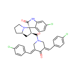 O=C1/C(=C/c2ccc(Cl)cc2)CN(C(=O)[C@H]2C[C@H]3CCCN3[C@]23C(=O)Nc2cc(Cl)ccc23)C/C1=C\c1ccc(Cl)cc1 ZINC000096269747