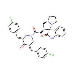 O=C1/C(=C/c2ccc(Cl)cc2)CN(C(=O)C[C@H]2C[C@H]3CCCN3[C@]23C(=O)Nc2ccccc23)C/C1=C\c1ccc(Cl)cc1 ZINC000095586707