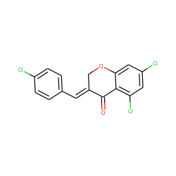 O=C1/C(=C/c2ccc(Cl)cc2)COc2cc(Cl)cc(Cl)c21 ZINC000034074957