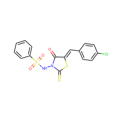 O=C1/C(=C/c2ccc(Cl)cc2)SC(=S)N1NS(=O)(=O)c1ccccc1 ZINC000013680672