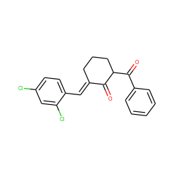 O=C1/C(=C/c2ccc(Cl)cc2Cl)CCCC1C(=O)c1ccccc1 ZINC000653869521