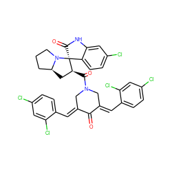 O=C1/C(=C/c2ccc(Cl)cc2Cl)CN(C(=O)[C@H]2C[C@H]3CCCN3[C@]23C(=O)Nc2cc(Cl)ccc23)C/C1=C\c1ccc(Cl)cc1Cl ZINC000096269749