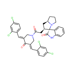 O=C1/C(=C/c2ccc(Cl)cc2Cl)CN(C(=O)C[C@H]2C[C@H]3CCCN3[C@]23C(=O)Nc2ccccc23)C/C1=C\c1ccc(Cl)cc1Cl ZINC000095591633