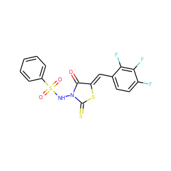 O=C1/C(=C/c2ccc(F)c(F)c2F)SC(=S)N1NS(=O)(=O)c1ccccc1 ZINC000013680709