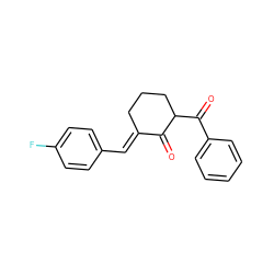 O=C1/C(=C/c2ccc(F)cc2)CCCC1C(=O)c1ccccc1 ZINC000653862692