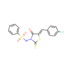 O=C1/C(=C/c2ccc(F)cc2)SC(=S)N1NS(=O)(=O)c1ccccc1 ZINC000002344842