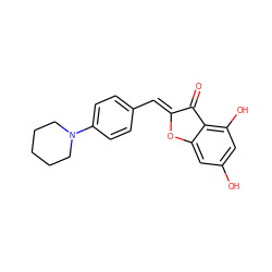 O=C1/C(=C/c2ccc(N3CCCCC3)cc2)Oc2cc(O)cc(O)c21 ZINC000169338807