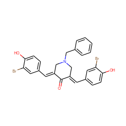 O=C1/C(=C/c2ccc(O)c(Br)c2)CN(Cc2ccccc2)C/C1=C\c1ccc(O)c(Br)c1 ZINC000029051656