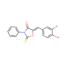 O=C1/C(=C/c2ccc(O)c(Br)c2)OC(=S)N1c1ccccc1 ZINC000084619708