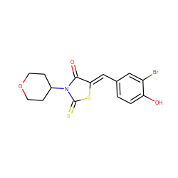 O=C1/C(=C/c2ccc(O)c(Br)c2)SC(=S)N1C1CCOCC1 ZINC000084620097