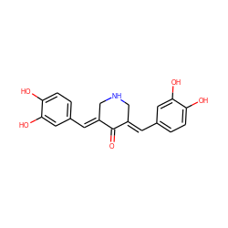 O=C1/C(=C/c2ccc(O)c(O)c2)CNC/C1=C\c1ccc(O)c(O)c1 ZINC000013781296