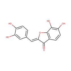 O=C1/C(=C/c2ccc(O)c(O)c2)Oc2c1ccc(O)c2O ZINC000014725429