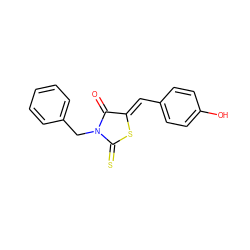 O=C1/C(=C/c2ccc(O)cc2)SC(=S)N1Cc1ccccc1 ZINC000001233137