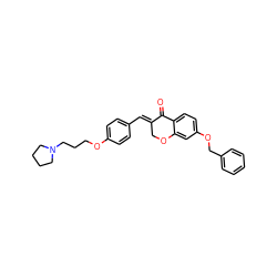 O=C1/C(=C/c2ccc(OCCCN3CCCC3)cc2)COc2cc(OCc3ccccc3)ccc21 ZINC000299853908