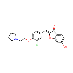 O=C1/C(=C/c2ccc(OCCN3CCCC3)c(Cl)c2)Oc2cc(O)ccc21 ZINC000299866235