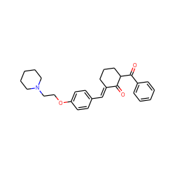 O=C1/C(=C/c2ccc(OCCN3CCCCC3)cc2)CCCC1C(=O)c1ccccc1 ZINC000653861022