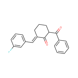 O=C1/C(=C/c2cccc(F)c2)CCCC1C(=O)c1ccccc1 ZINC000473093474