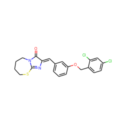 O=C1/C(=C/c2cccc(OCc3ccc(Cl)cc3Cl)c2)N=C2SCCCCN12 ZINC000135797811