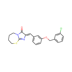 O=C1/C(=C/c2cccc(OCc3cccc(Cl)c3)c2)N=C2SCCCCN12 ZINC000169322715