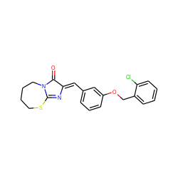 O=C1/C(=C/c2cccc(OCc3ccccc3Cl)c2)N=C2SCCCCN12 ZINC000169322717