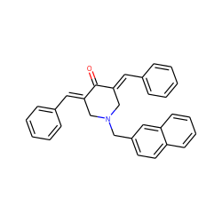 O=C1/C(=C/c2ccccc2)CN(Cc2ccc3ccccc3c2)C/C1=C\c1ccccc1 ZINC001772629547