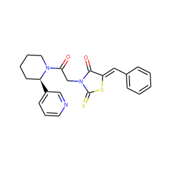 O=C1/C(=C/c2ccccc2)SC(=S)N1CC(=O)N1CCCC[C@@H]1c1cccnc1 ZINC000009348271