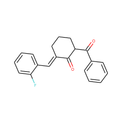 O=C1/C(=C/c2ccccc2F)CCCC1C(=O)c1ccccc1 ZINC000653882187